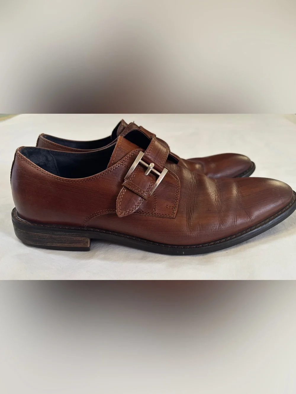 Joseph Abboud Men’s Monk Strap Leather Dress Shoes Brown Size 11 D
